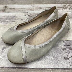 Vionic Caroll Leather Ballet Flats Arch Support Slip On Shoes Size US 6.5 Taupe